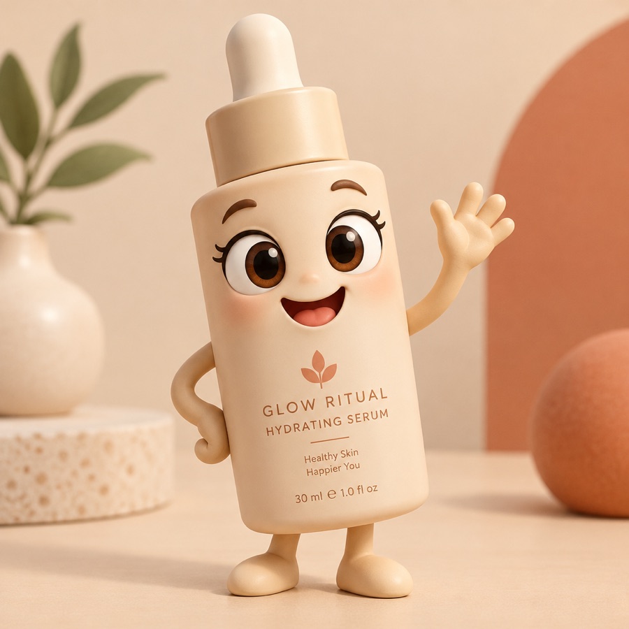 Anuncio estilo Cartoon Character: serum convertido en personaje animado 3D