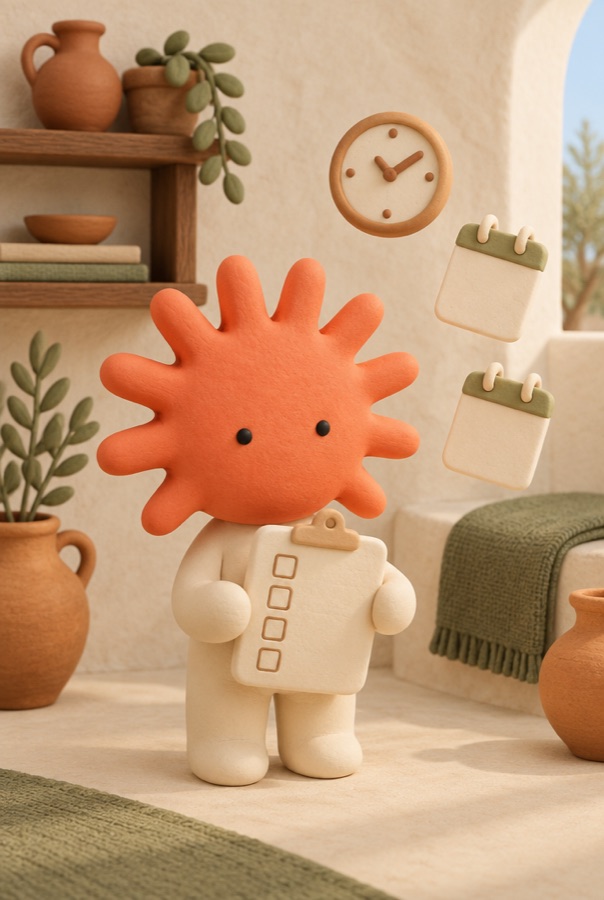 Figurina sol sosteniendo una lista de pendientes, skill Gestor de Vida