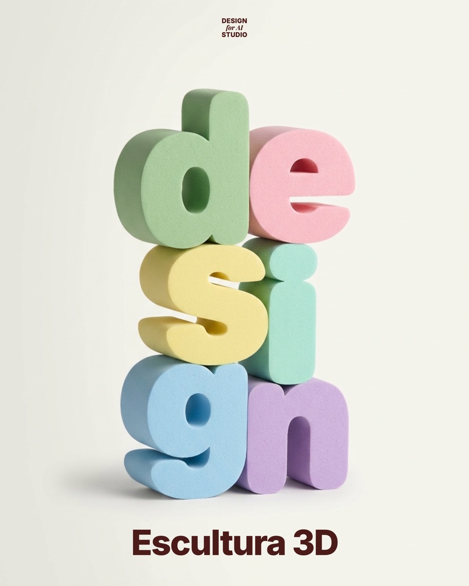 Letras de espuma en tonos pastel apiladas formando design